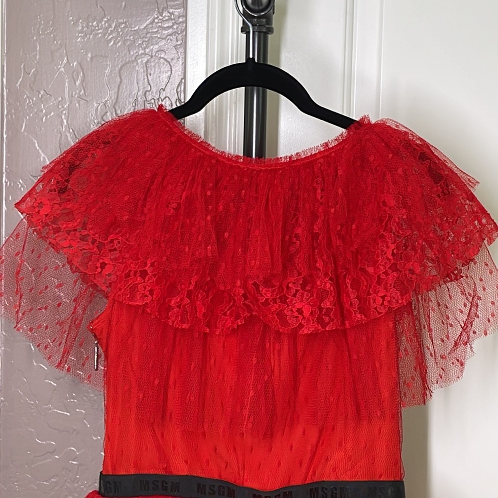 MSGM Layered Tulle Mini Dress Red Size 42/8 - Picture 10 of 15